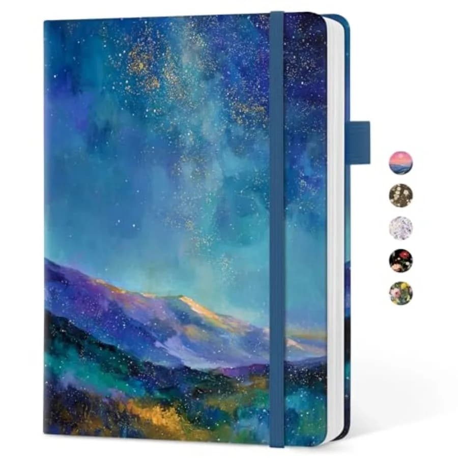 Aesthetic Lined Journal for Women, Pretty 6" x 8" Notebook for Work and Note with 160 College Ruled Pages, Hardcover Leather No