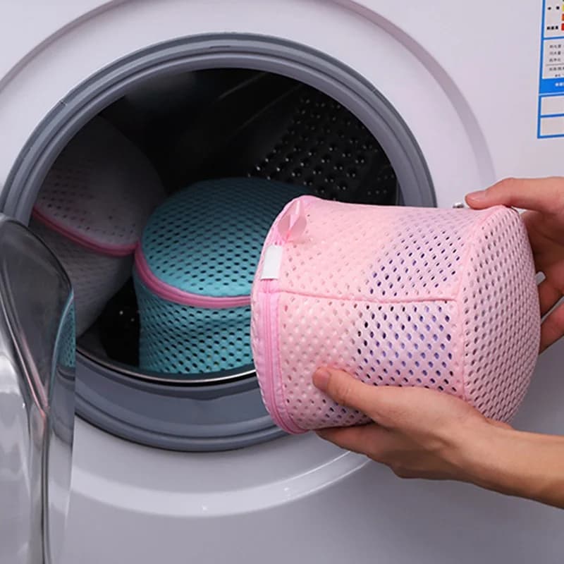 1pcs Small cylindricality-Shape with Zips Handle Mesh Laundry Bag Bra briefs Reusable Washing Bags