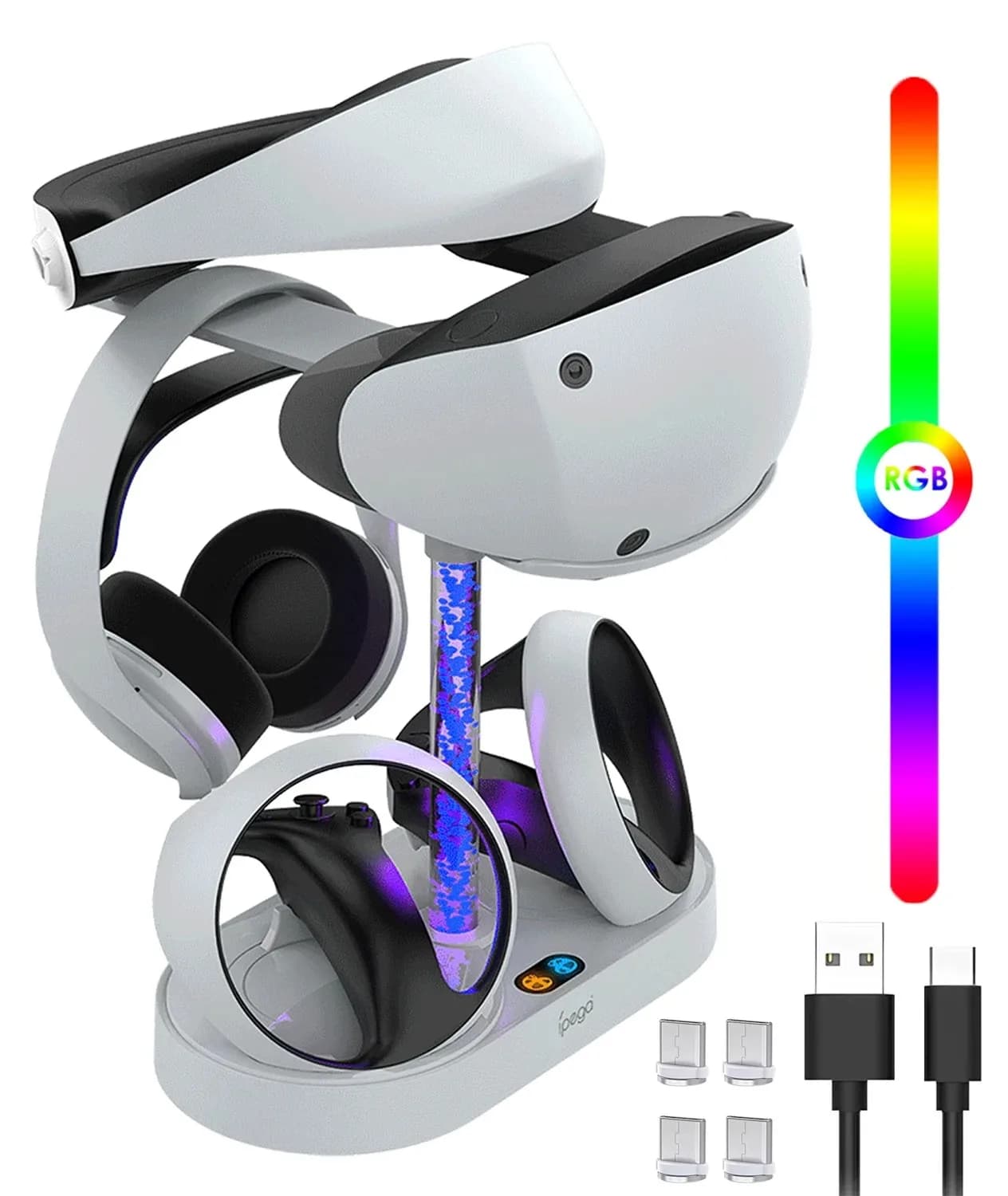 Stazione dock di ricarica per controller per PS VR2 con accessori per display VR con luce RGB