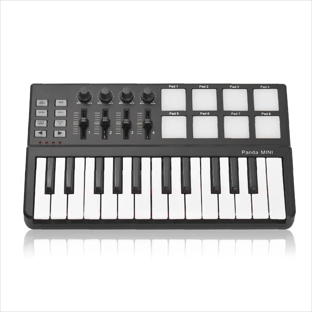 Controller MIDI USB Portatile a 25 Tasti con Pad Colorato per Percussioni Panda MINI