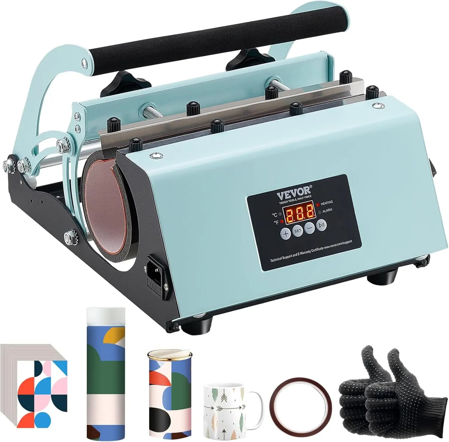 Tumbler Heat Press Machine, 11-30oz Mug Press, Heat Up Fast and Even, Tumbler Press with Sublimation Paper, Tape and Gloves, Tem