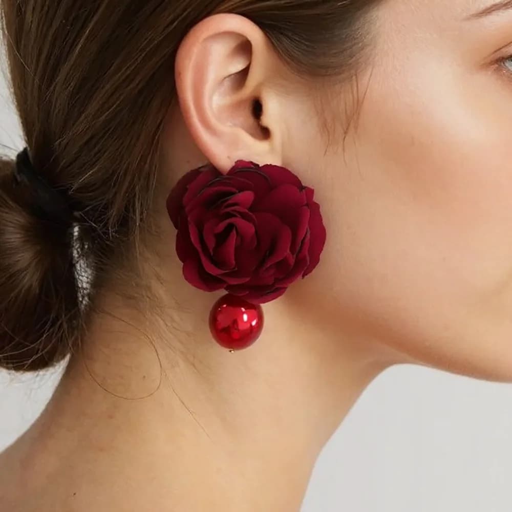 Fornitura speciale transfrontaliera di orecchini di perle imitazione fiore di peonia, nuovi orecchini di fiori NK28530