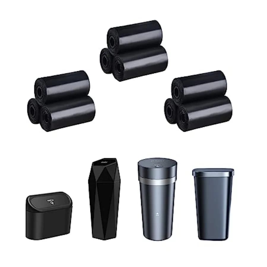 Mini Trash Bags, [9 Roll] Car Trash Bag, [PE]Mini Garbage Bags for Car Trash Can with Tear-Resistant Black Discreet Design Perf