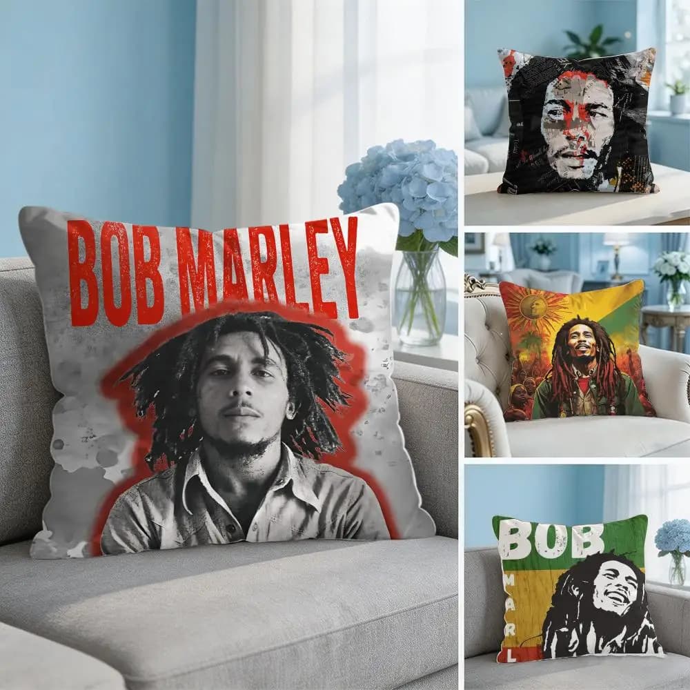 Singer Bob M-Marley Cushion Cover Square Pillow Bedroom Sofa Leisure Comfort Living Room Home Decoration 40X40