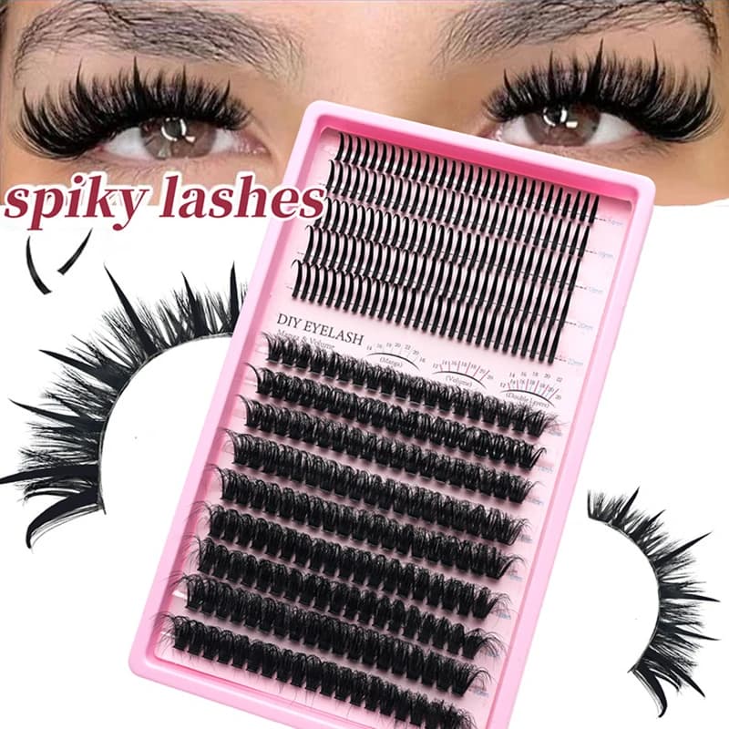 80D/100D Cylinder Eyelashes Spikes Effect, Faux Moisturizing Eyelashes Individual for Extension DIY, Mega Ciuffetti for Extension Eyelashes