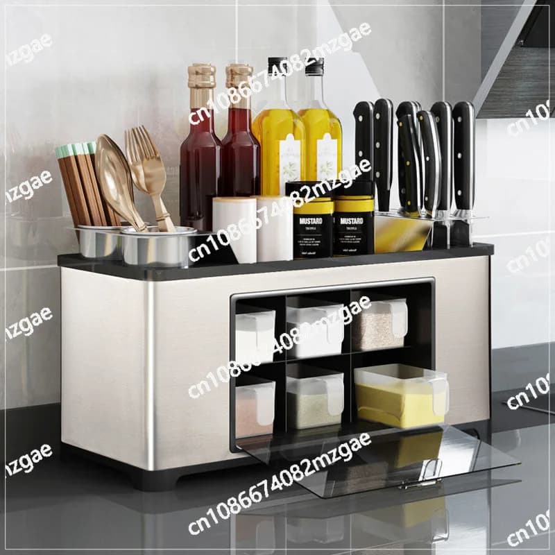 Storage box for kitchen dressings in stainless steel Free installation Bacchette Holders Organizer for bottles