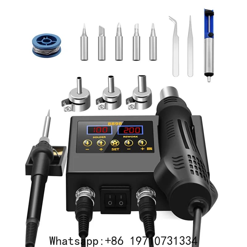 8898 Soldering Station Portable Digital Hot Air Gun Rework Solder Station Hot Air Blower Heat Gun Desoldering VS 8586D 8586