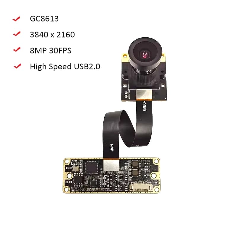 CMOS GC8613 Modulo fotocamera USB HD WDR da 8 MP 3840H × 2160V 30FPS Messa a fuoco fissa Ampia webcam dinamica Compatibile con UVC Plug And Play