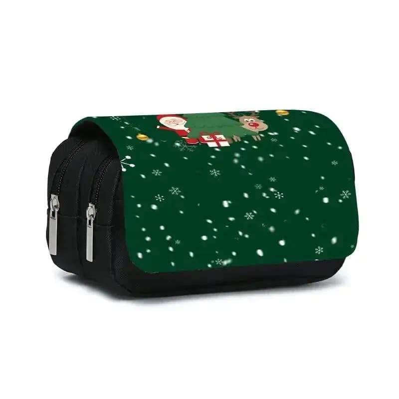 Astuccio a doppio strato con coperchio a ribalta della serie natalizia per bambini e bambine, i migliori regali, astuccio per matite con cartoni animati 2D, articoli scolastici per bambini