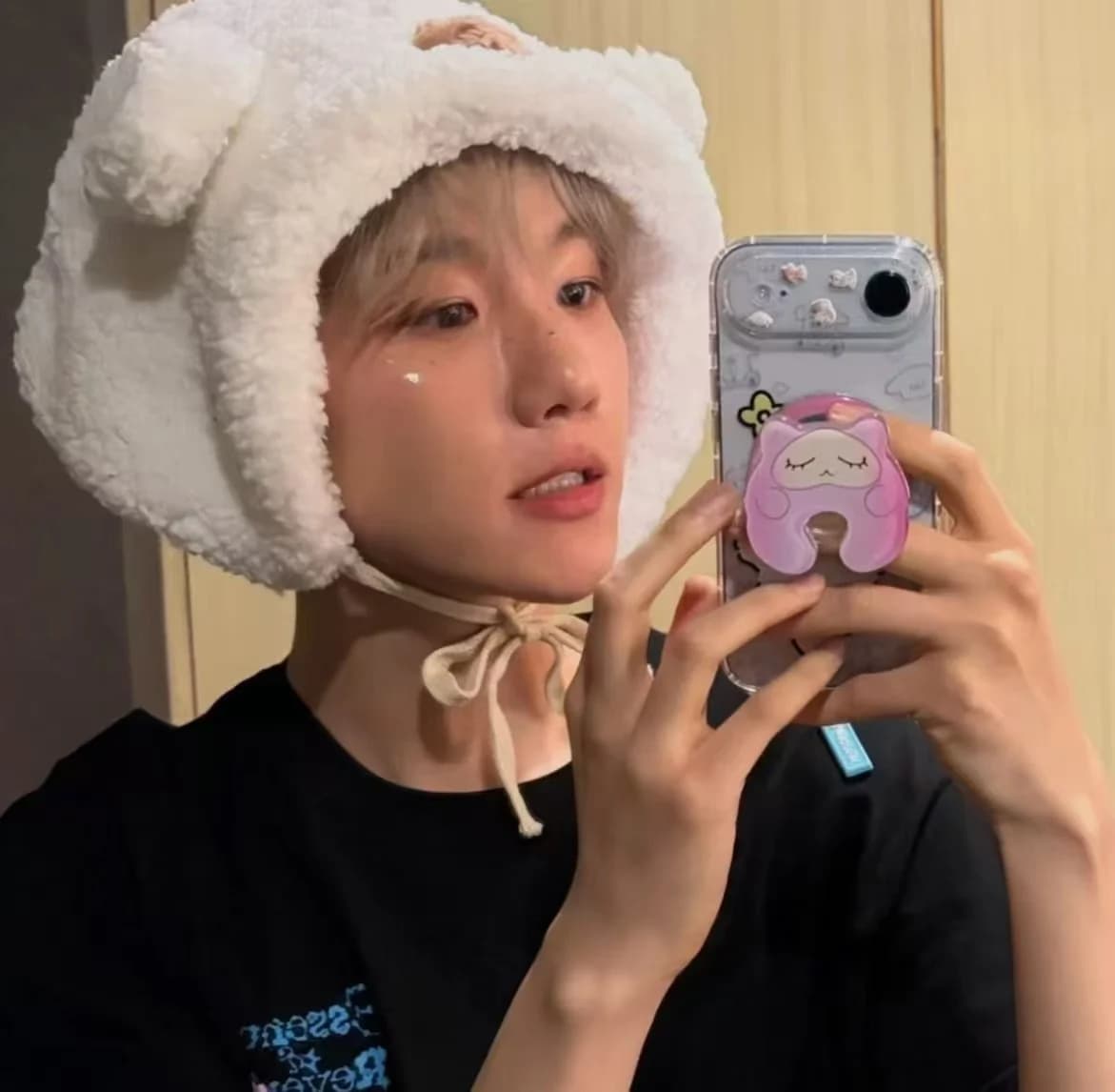 Kpop Idol EXO Baekhyun Stesso stile Cartoon Simpatico airbag rosa Contagocce magnetico Supporto per telefono telescopico Ventole VIP Regali di raccolta