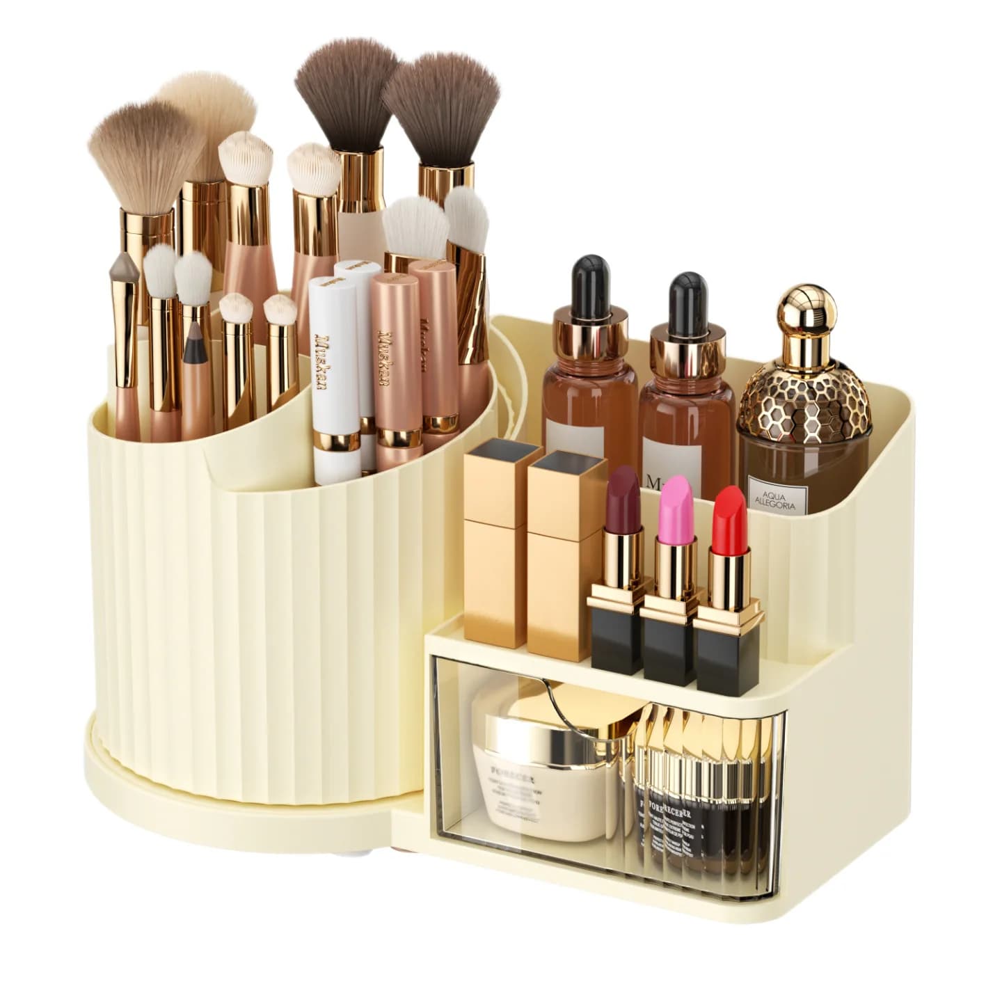 Desktop Rotating Makeup Brush Storage Cartridge Cosmetics Storage Box Shelf Lipstick Eyeshadow Pen Holder Countertop Dresser