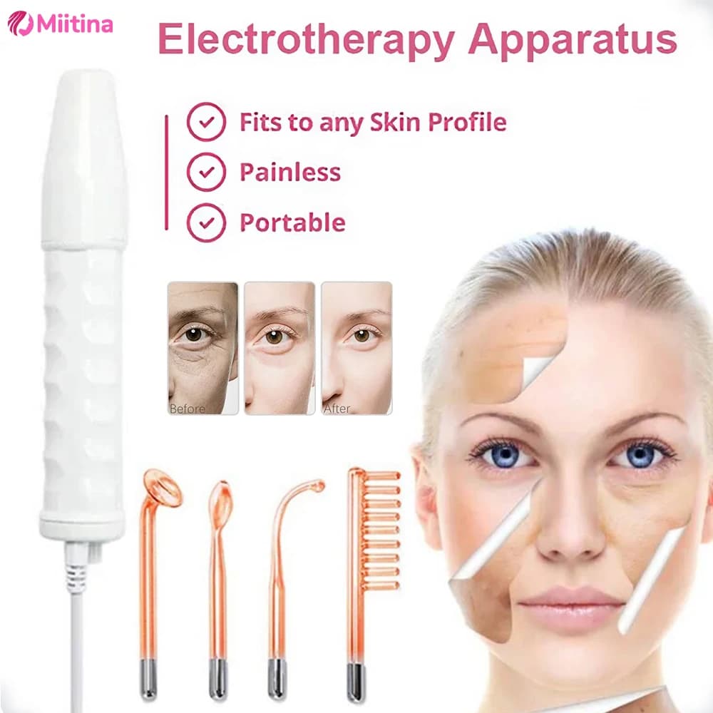 4in1 Macchina per la bellezza del viso Bacchetta per elettroterapia ad alta frequenza Bacchette al argon al neon Rimuovi le rughe Ringiovanimento Rafforzamento Cura della pelle