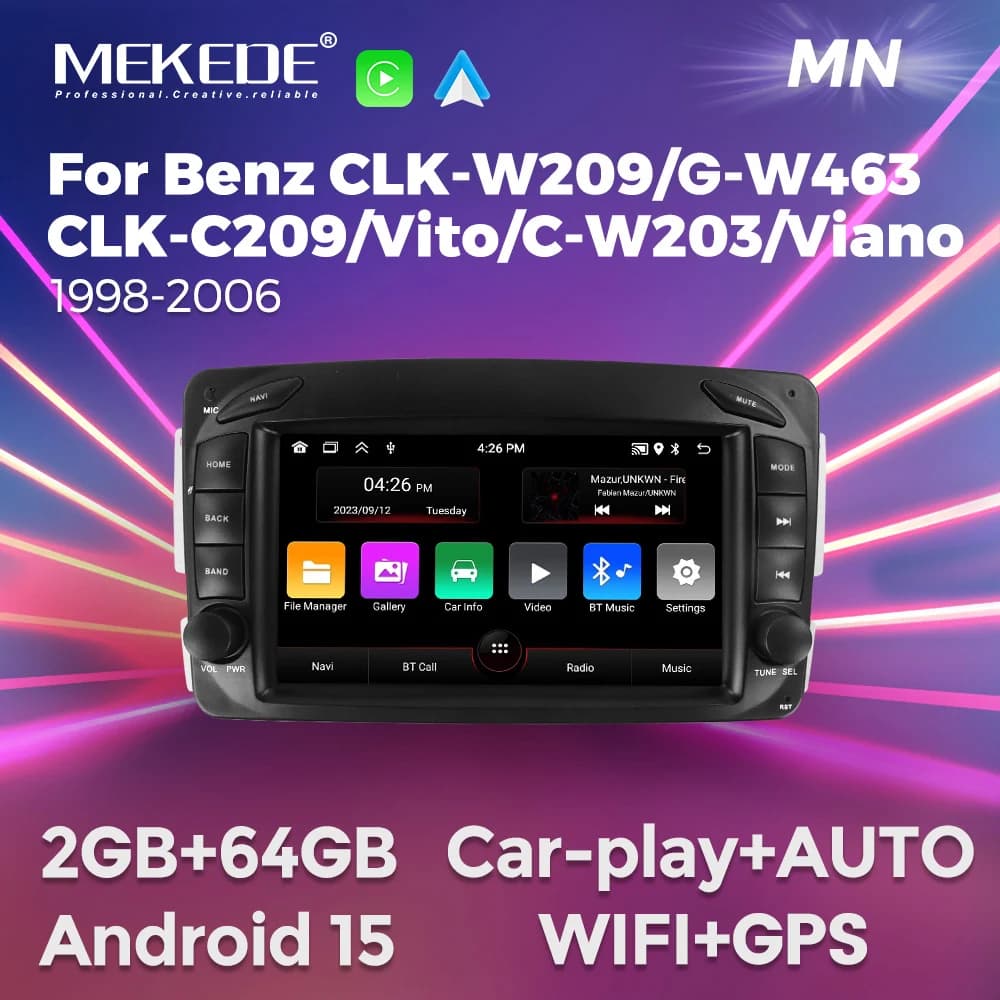 Autoradio Android 15 MEKEDE per Mercedes Benz CLK W209 C209 W168 W203 W463 Vito Viano 1998-2006 Sistema Audio Intelligente Centrale