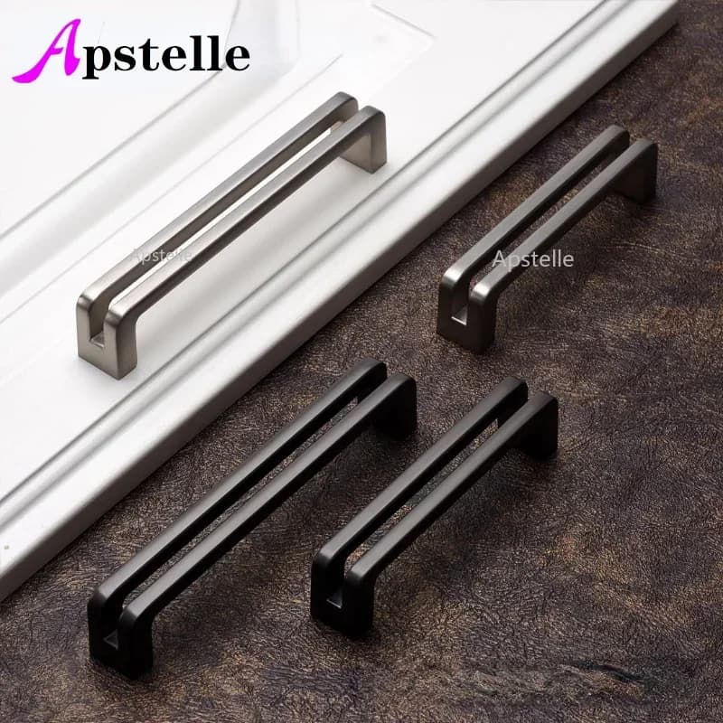 Nuova porta cinese a doppia maniglia in lega di zinco spazzolato nero opaco maniglia cava libreria maniglia per cassetto manopole maniglia hardware