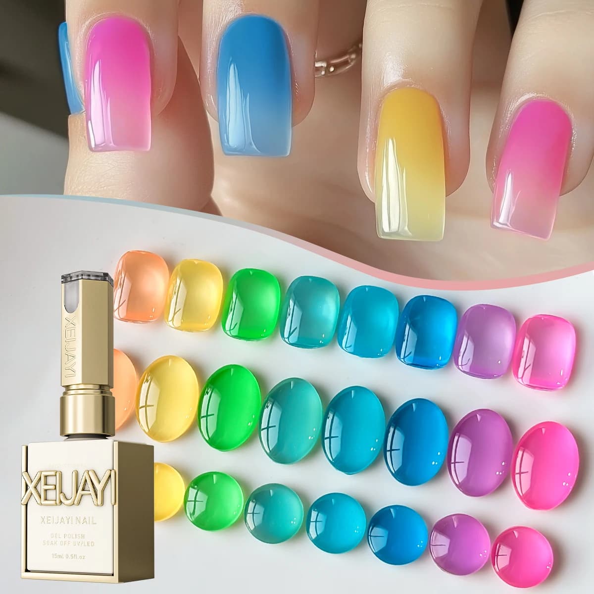 XEIJAYI 15ML 8 pezzi set di smalti gel colorati, smalto per unghie ad immersione UV LED, design per smalto fai da te per le vacanze per la primavera