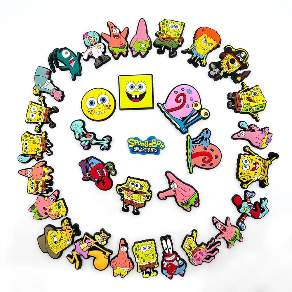 12-192 pz/set Pendenti e Ciondoli per Scarpe FAI DA TE Spongebob Accessori Per Decorazioni in PVC Misura per Bubble Presentazioni Aziende Produttrici Giochi Sandali Regali Di Natale