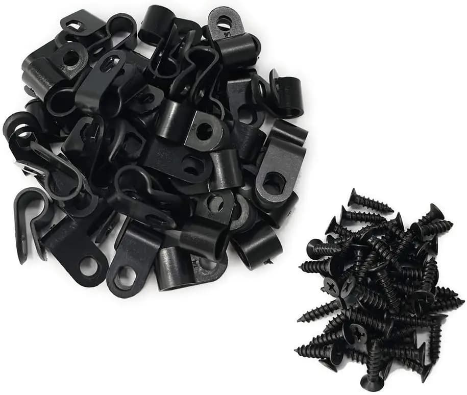 50 Pezzi di Morsetti per Cavi Tipo R da 1/4 di Pollice in Nylon con Viti per Gestione Cavi