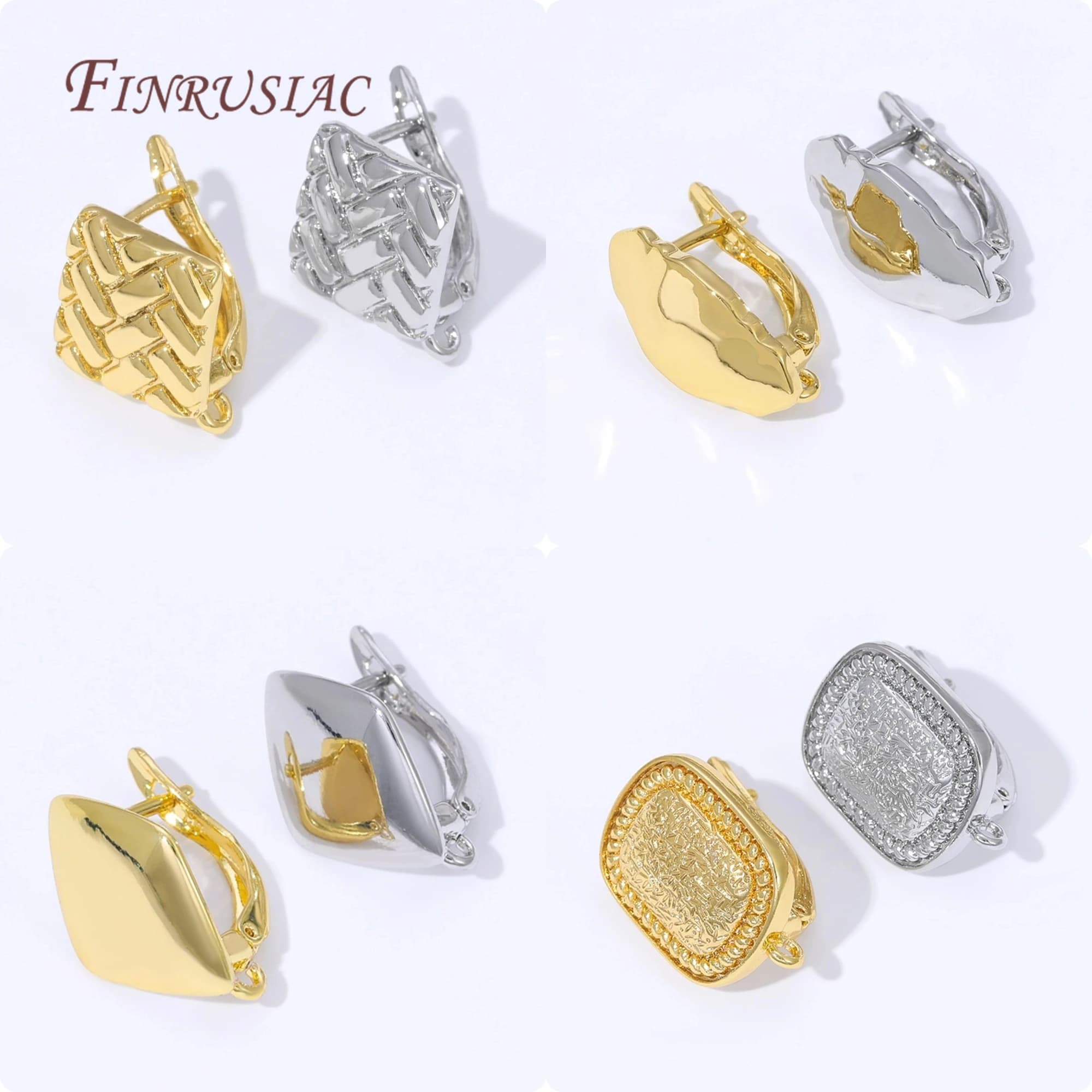 4 Styles Geometric Rhombus Square Leverback Earring Hooks 18K Gold Silver Plated French Ear Clasp DIY Earrings Jewelry Findings