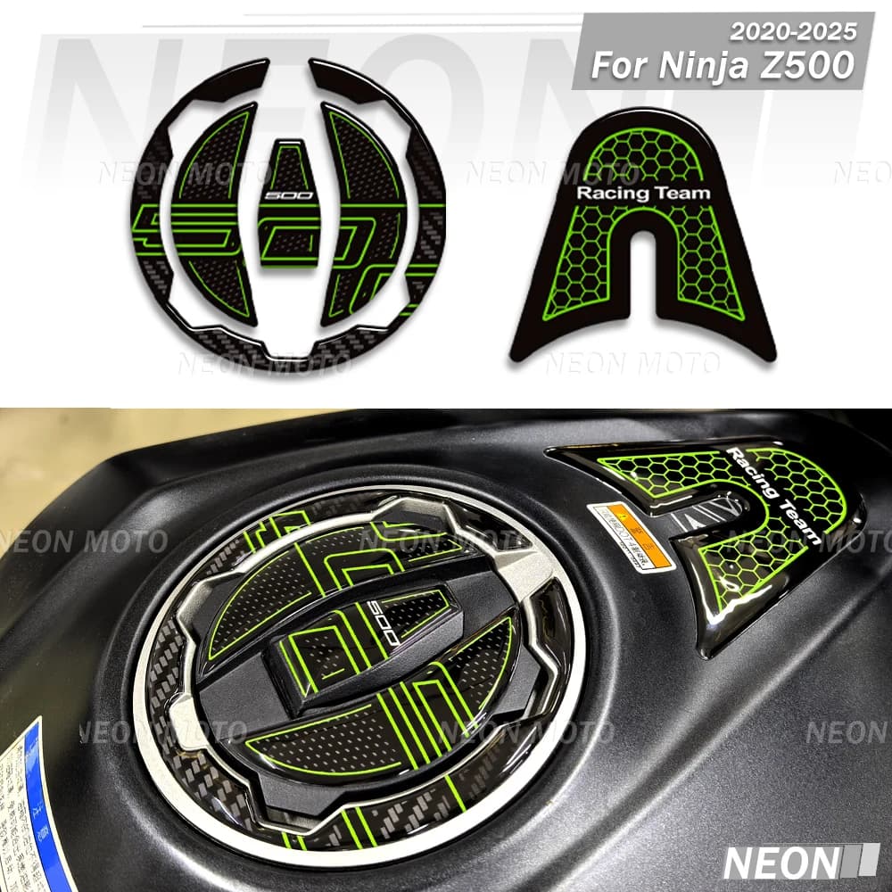 Z500 Moto 3D Adesivi In Resina Epossidica 2020 - 2025 Per kawasaki Ninja Z 500 Manopole Laterali Gas Carburante Decalcomanie Kit Olio