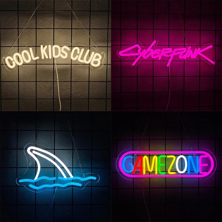 Gioco colorato USB Neon per decorazioni artistiche di stanze Segnaletica Club e uomo Lettera Icon Alimentato Uffici usate Grotte. Luci novità