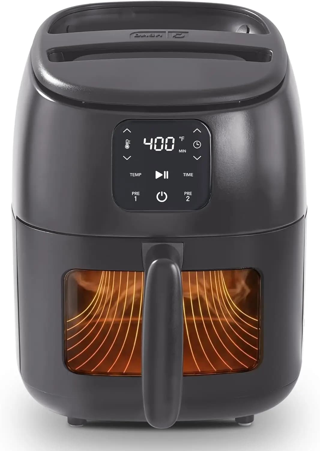 Compact Infrared Digital Air Fryer, 2.6-Quart Capacity, with Safe Ceramic Nonstick Coating, Viewing Window, 2 Custom Presets, Au