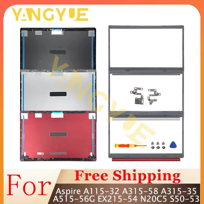 Sostituisci la custodia del computer portatile per Aspire 5 A515-54 A515-53 A515-55 A515-55G S50-51 N18Q13 LCD Cover posteriore/Lunetta/cerniere Argento Grigio scuro Rosso