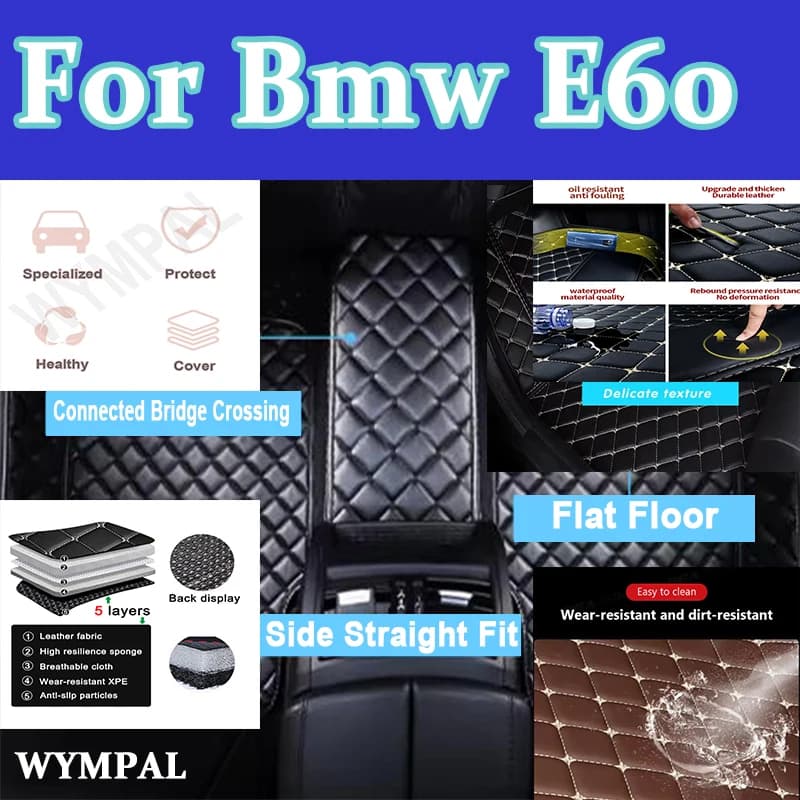 Tappetino per auto di lusso per Bmw E60 2004 2005 2006 2007 2008 2009 2010 Serie 5 Tappeti diamantati Tappetini impermeabili Tappetino per automobile