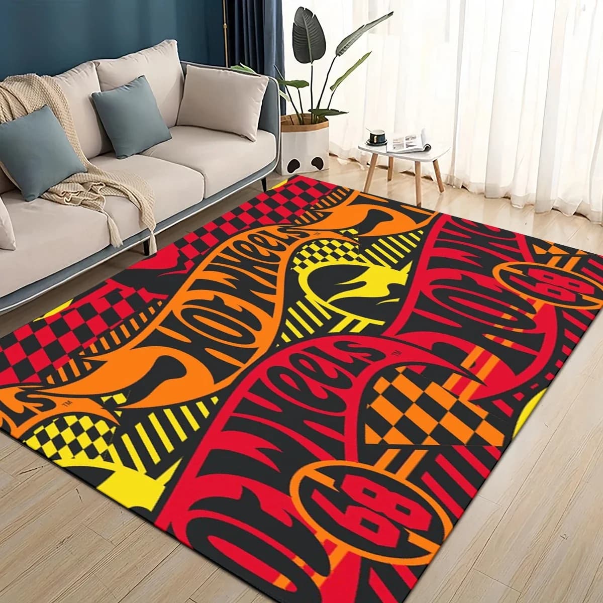 27 Stile Nuovo H-Hot Wheels Auto da corsa Cartoon Tappeto per soggiorno Camera da letto Decorazione del divano di casa, Tappetino antiscivolo per bambini