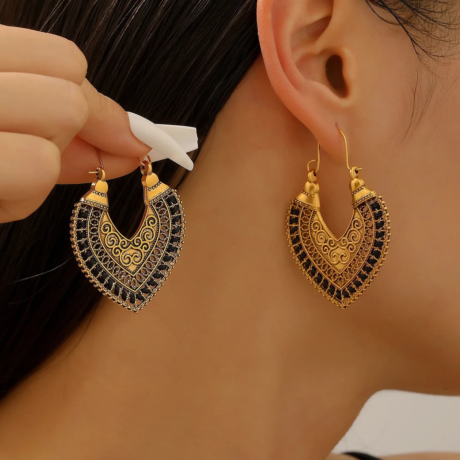 Orecchini Pendenti Vintage Bohemien Vuoti Color Oro Antico da Donna, Gioielli Etnici di Tendenza 2026, Nuovi Orecchini da Donna Pendientes
