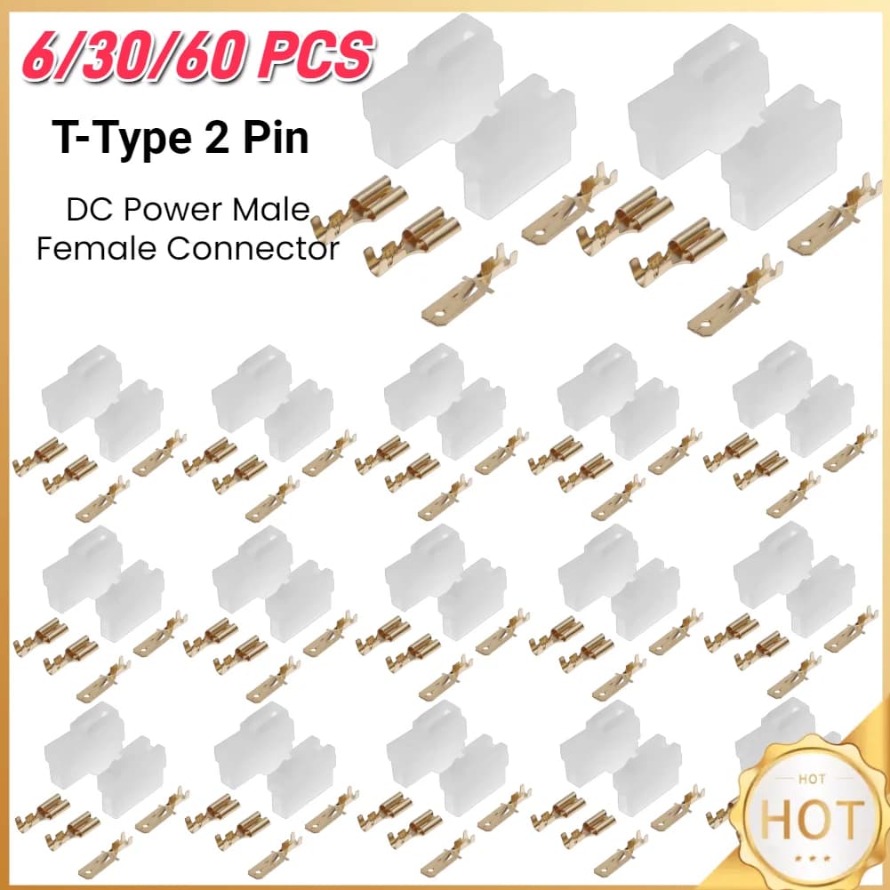 6/30/60pcs Universale T-Tipo 2 Spille DC Power Maschio Connettore Femmina Spina per Kenwood yaesu Icom Veicolare Radio Walkie Talkie