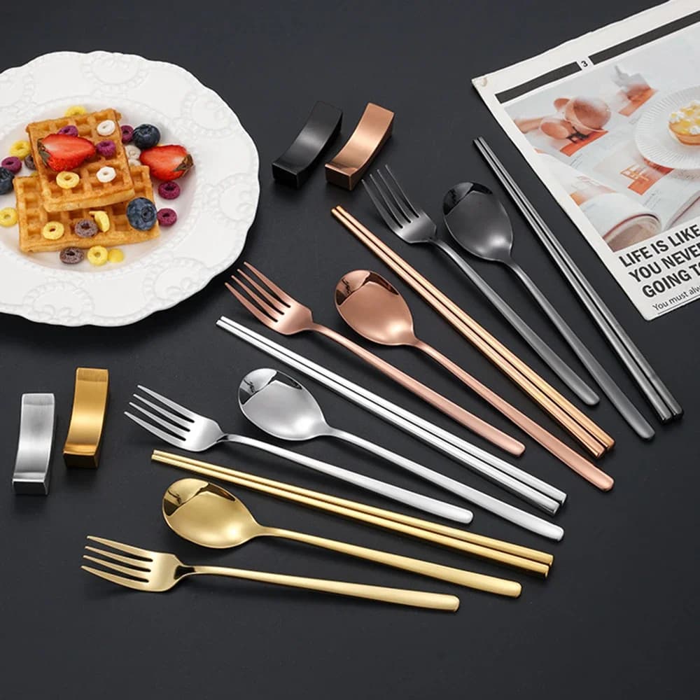 Table cutlery set 4 pieces stainless steel 304 for domestic use: wands, fork, spoon - Kitchen crockery set