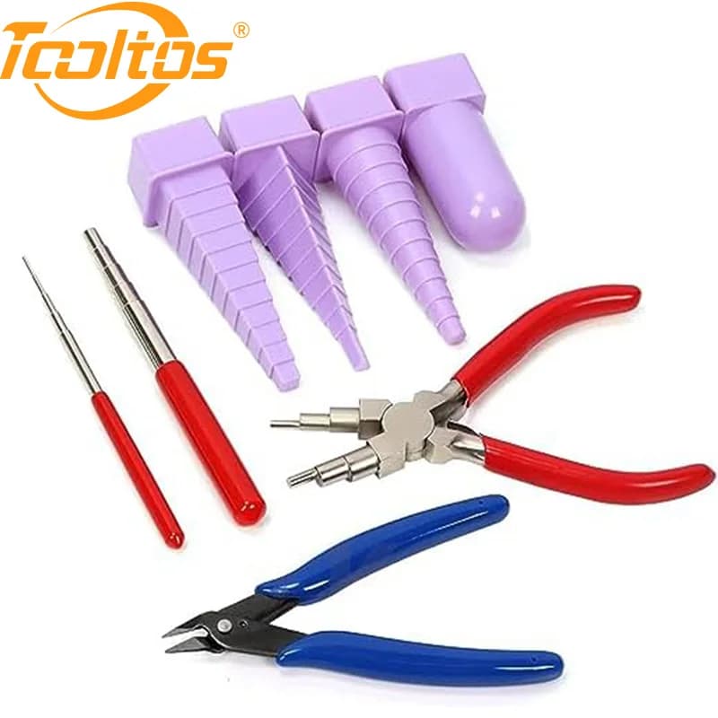 TOOLTOS Kit per Avvolgimento Fili per Gioielli, Set di Pinze per Modellare il Filo con Tronchesino e Mandrini per Creazione Gioielli Fai da Te