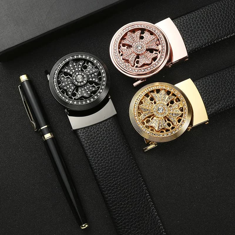 Men's belt in real leather with automatic buckle for young people running belt in fashionable leather belt in real casual cow leather