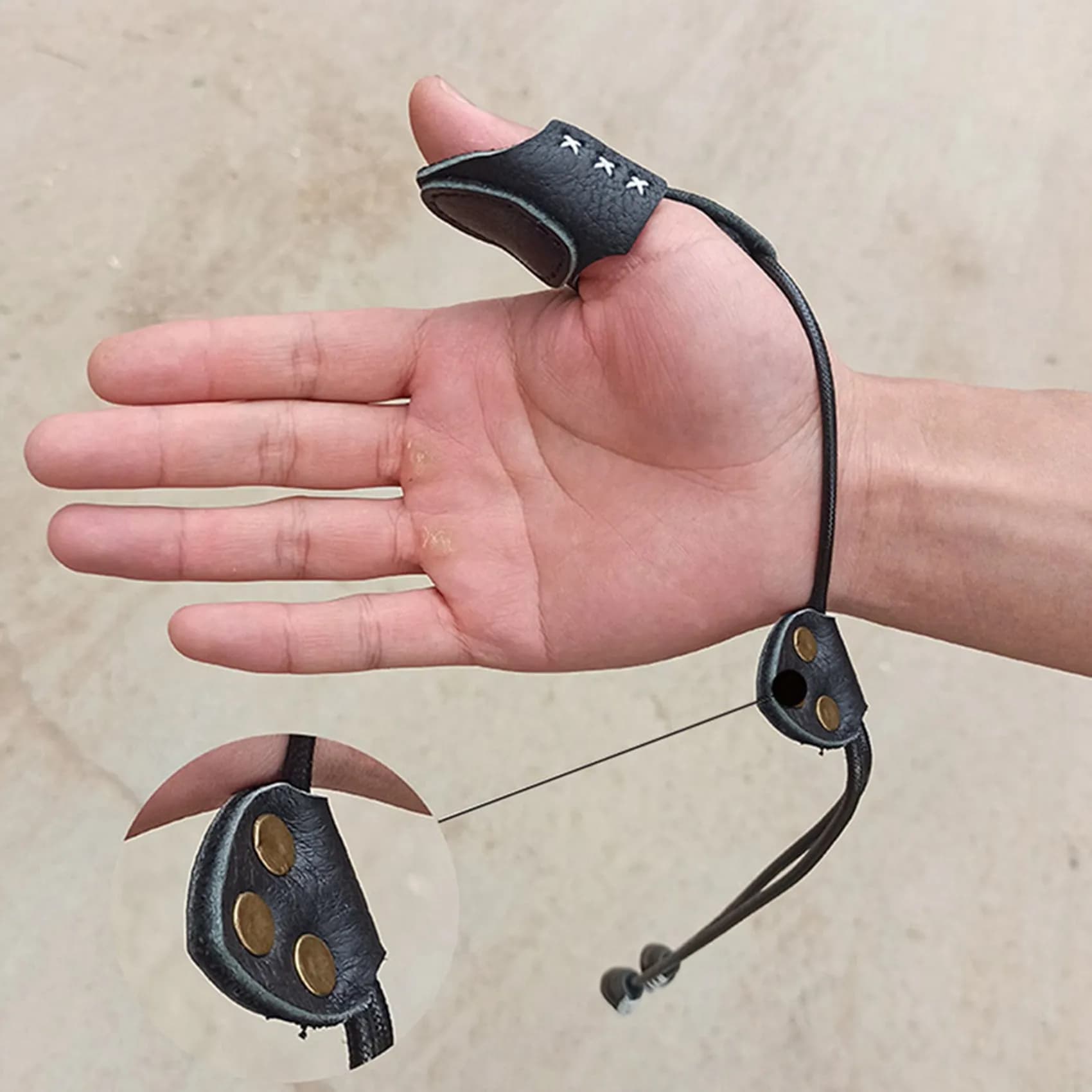ABLB-2X Archery Thumb Ring Finger Guard For Hunting Target Recurve Bow Cow Skin Soft Leather Protector Glove