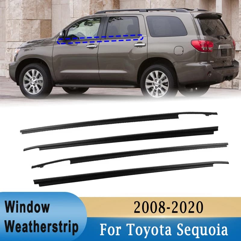 4 pz porta esterna finestra vetro guarnizione nastro modanatura guarnizione per Toyota Sequoia 2008-2020 anteriore posteriore nero