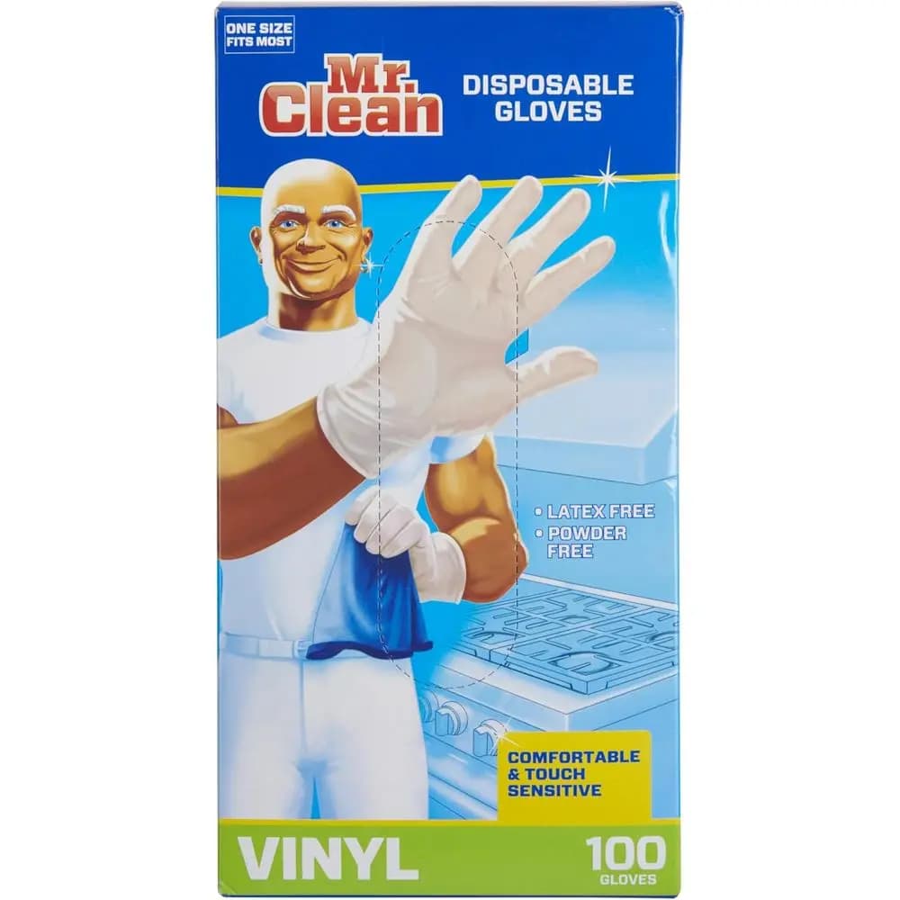Guanti in Vinile Monouso Senza Lattice, Senza Polvere, con Polsino a Rilievo, Sensibili al Tocco, Flessibili, Taglia Unica, Confezione da 100