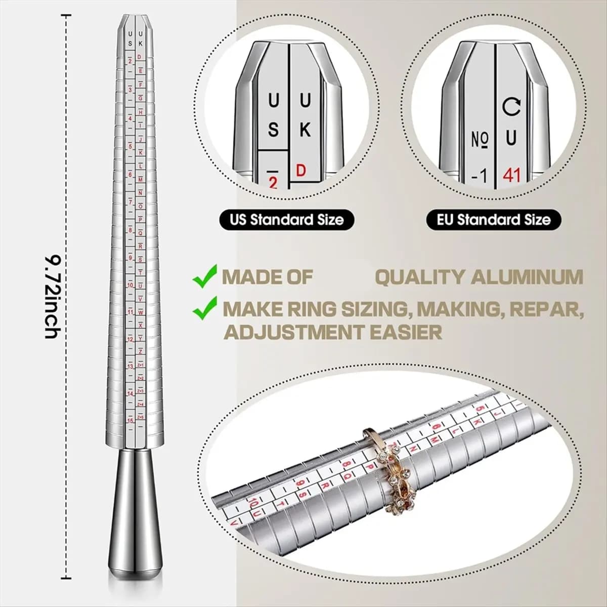 Budget-Friendly-5pack Ring Sizer Measuring Tool Kit, US Ring Size 0-13, Adjustable Bracelet Mandrel 5-9" Wrist Sizer for Jewelry