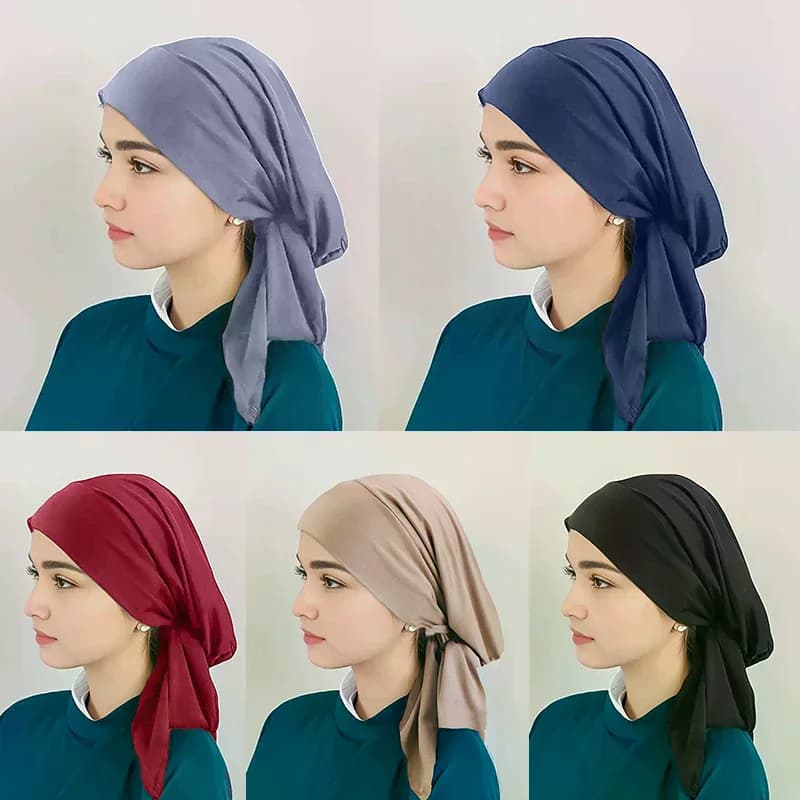 Sciarpa per la testa con nastro elastico in stile etnico turbante tinta unita per donne Ragazze Moda Beanie Cappello Sciarpa per la testa Accessori per capelli alla moda