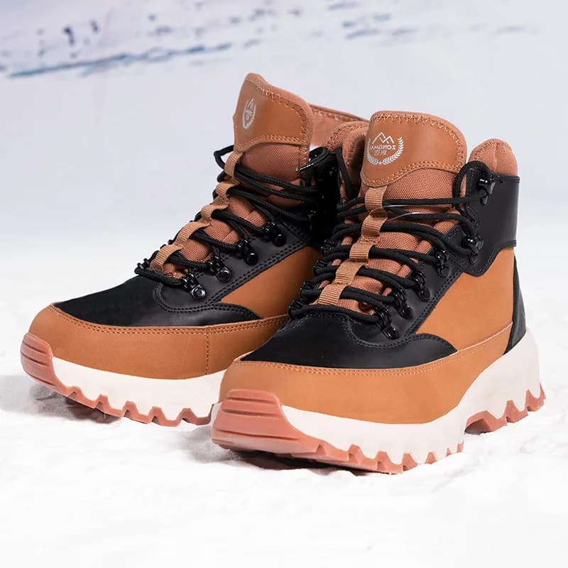 Stivali da neve da uomo invernali in lana spessa scarpe da trekking casual all'aperto uomo inverno caldo impermeabile antiscivolo stivaletti stringati da lavoro