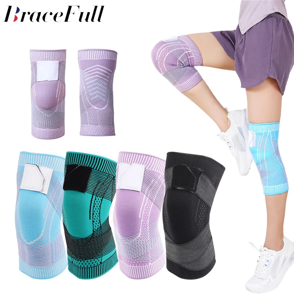 1 Pezzo Ginocchiera a Compressione Elastica con Supporto a Molla e Cuscinetto in Silicone per Pallavolo e Corsa