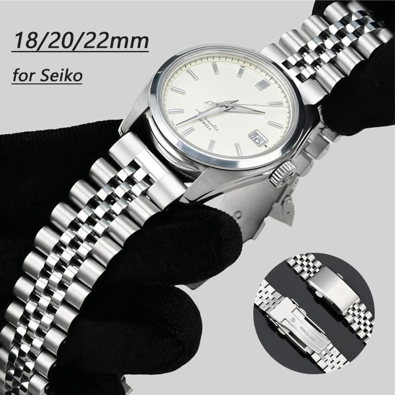 Cinturino in acciaio inossidabile massiccio uomo donna cinturino con fibbia pieghevole in metallo per Casio per braccialetto da polso Seiko Jubilee 18mm 20mm 22mm
