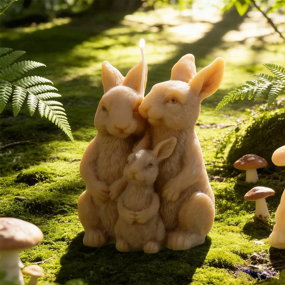 Famiglia di coniglietti Stampo per candele in silicone 3D Madre Conigli per bambini Stampo per sapone per candele Stampo per coniglietti pasquali per artigianato fai-da-te Decorazioni per la casa in resina