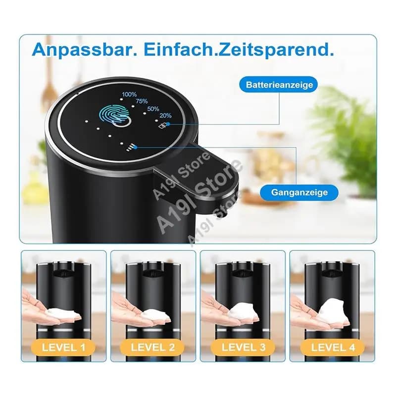 Dispenser automatico di sapone, 380 ml, montaggio a parete elettrico, dispenser automatico di sapone senza contatto, ricaricabile tramite USB-nuovo