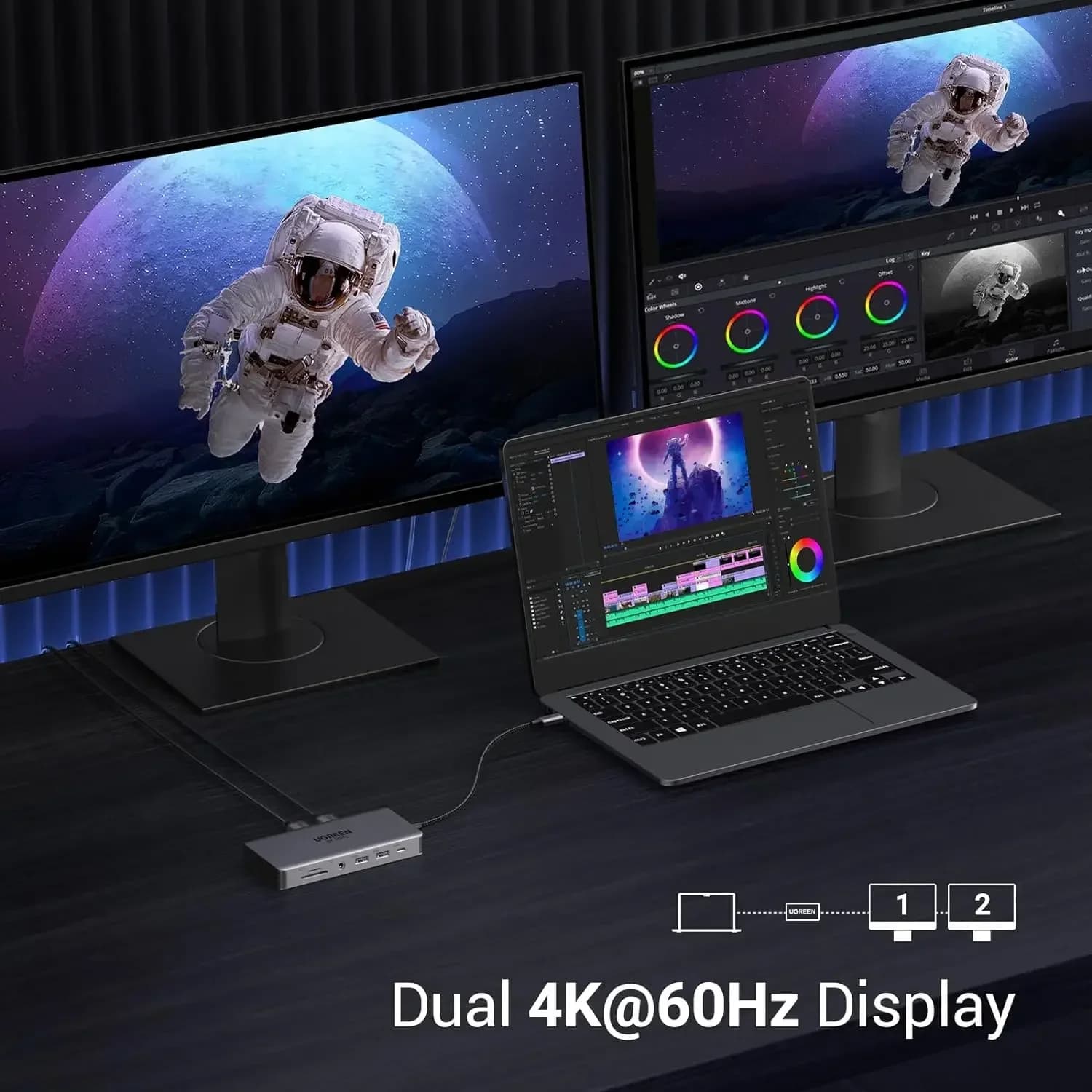 2025 vendita calda UGREEN Revodok Pro 211 Docking Station per laptop 11 in 1 USB C Dock Dual HD-MI 10Gbps Porta dati 100W PD Gigabit Ether
