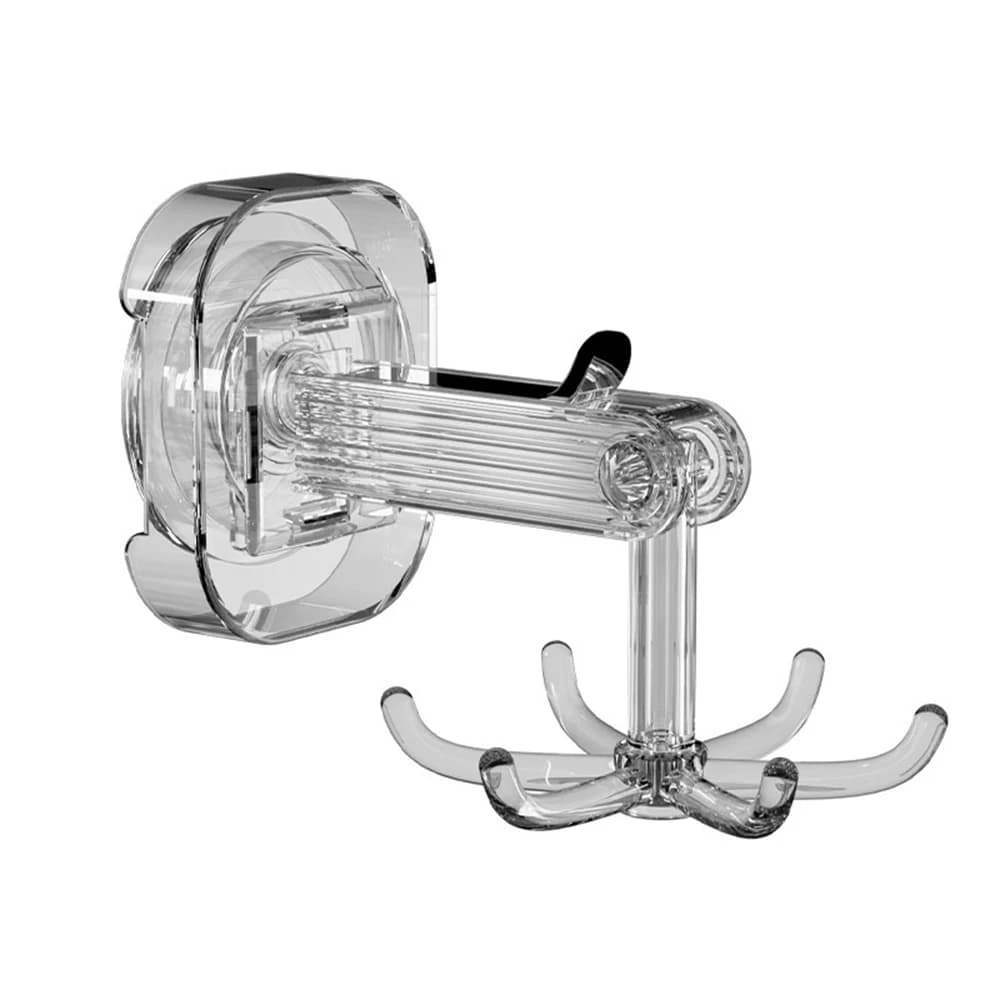 Multifunctional Rotating Hook No Punching Kitchen Suction Cups Wall Mounted Rack with Six Claws for Key Watch Necklace Storage
