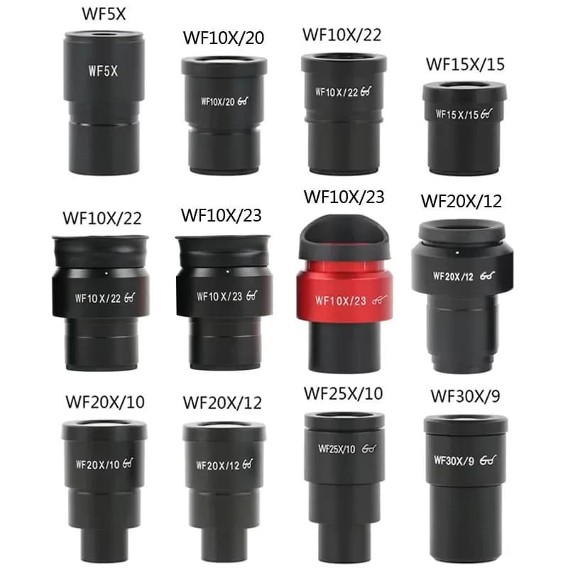 Una coppia 2 pezzi 10X 20X WF10X/23 WF10X/20 WF20X/10 WF30X/9 obiettivo oculare ad ampio campo per microscopio biologico trinoculare stereo