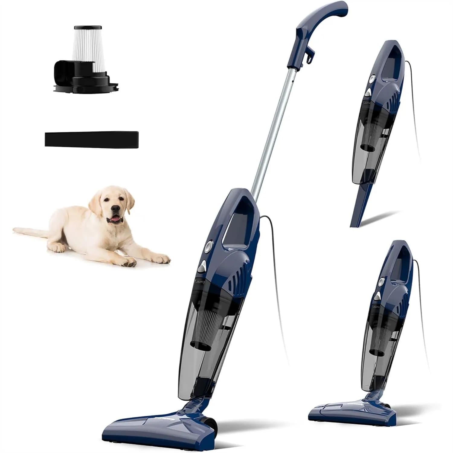 Aspirapolvere con filo con potente aspirazione da 14KPa, design leggero a bastone convertibile in portatile per peli di animali domestici e tutti i tipi di pavimento