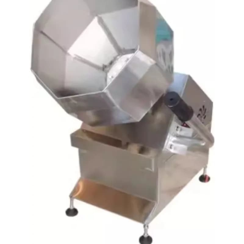 Stainless steel commercial octagonal mixer for food condiments, for the preparation of snacks, marinades and mixing of powders.
