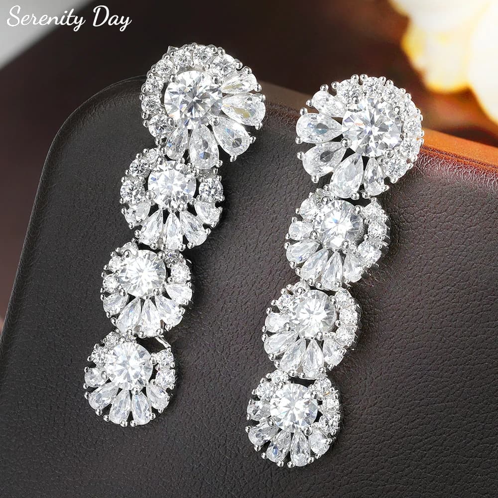 Serenity 4.8ct D Moissanite Orecchini pendenti per le donne Regalo del partito Solido argento 925 scintillante Lab Diamante Orecchino da sposa Gioielli