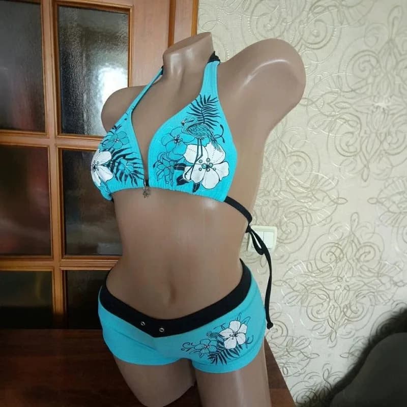 Costume da Bagno Due Pezzi Sexy con Gilet e Shorts a Contrasto, Stile Spicy Girl, Moda Estiva Casual da Strada, Stampa Floreale, Bikini American Vacation